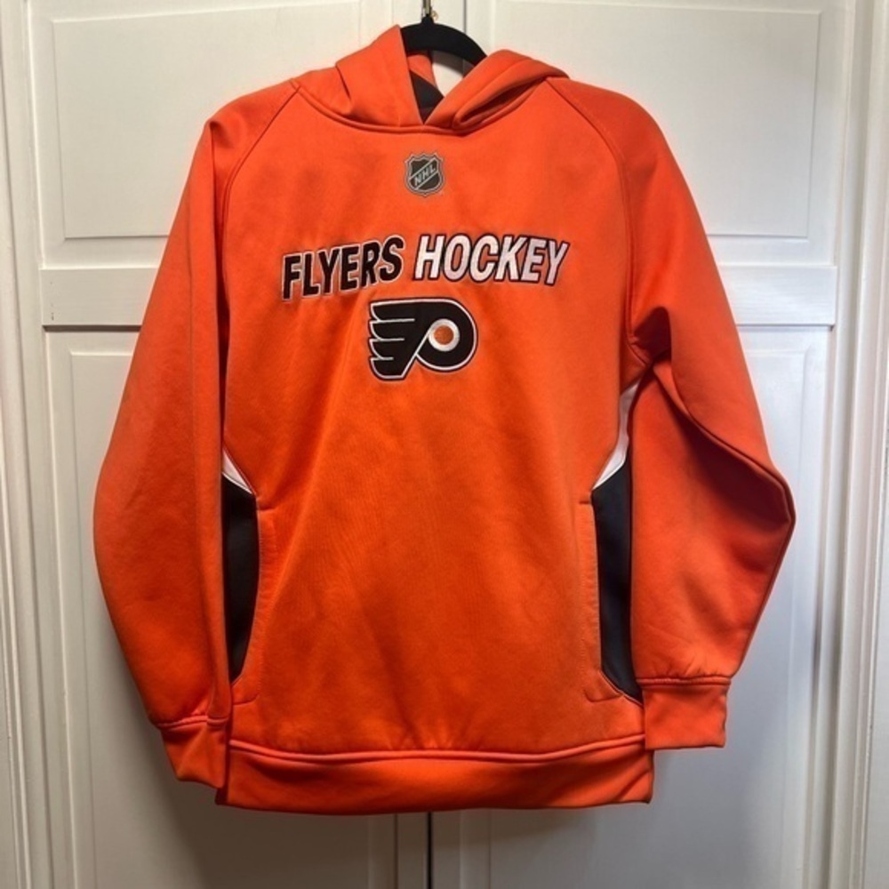 NHL Reebok Center Ice Collection Flyers Hockey Pullover With Hoodie Size…